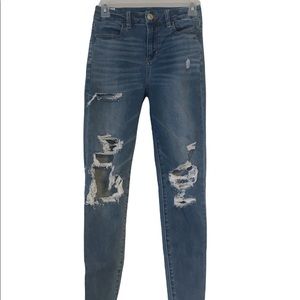 American Eagle Curvy Hi-Rise Jegging, Size 0, Factory Distressed